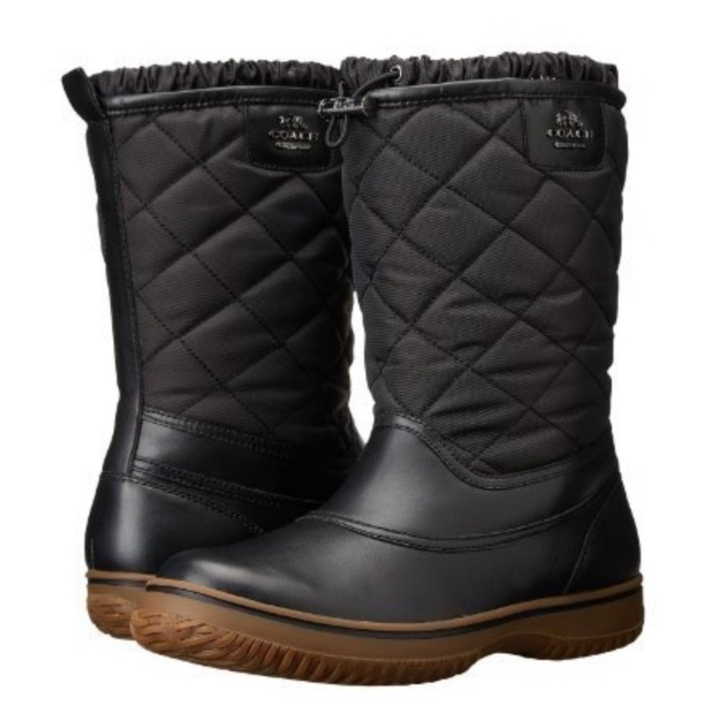 Coach Samara Winter Boots Womens 8B Black Quilted Leather A9175 Excellent